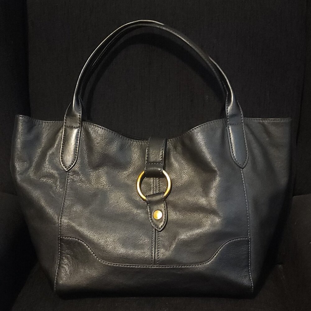 FRYE Black Leather Large Tote Shoulder Bag - Picture 1 of 10